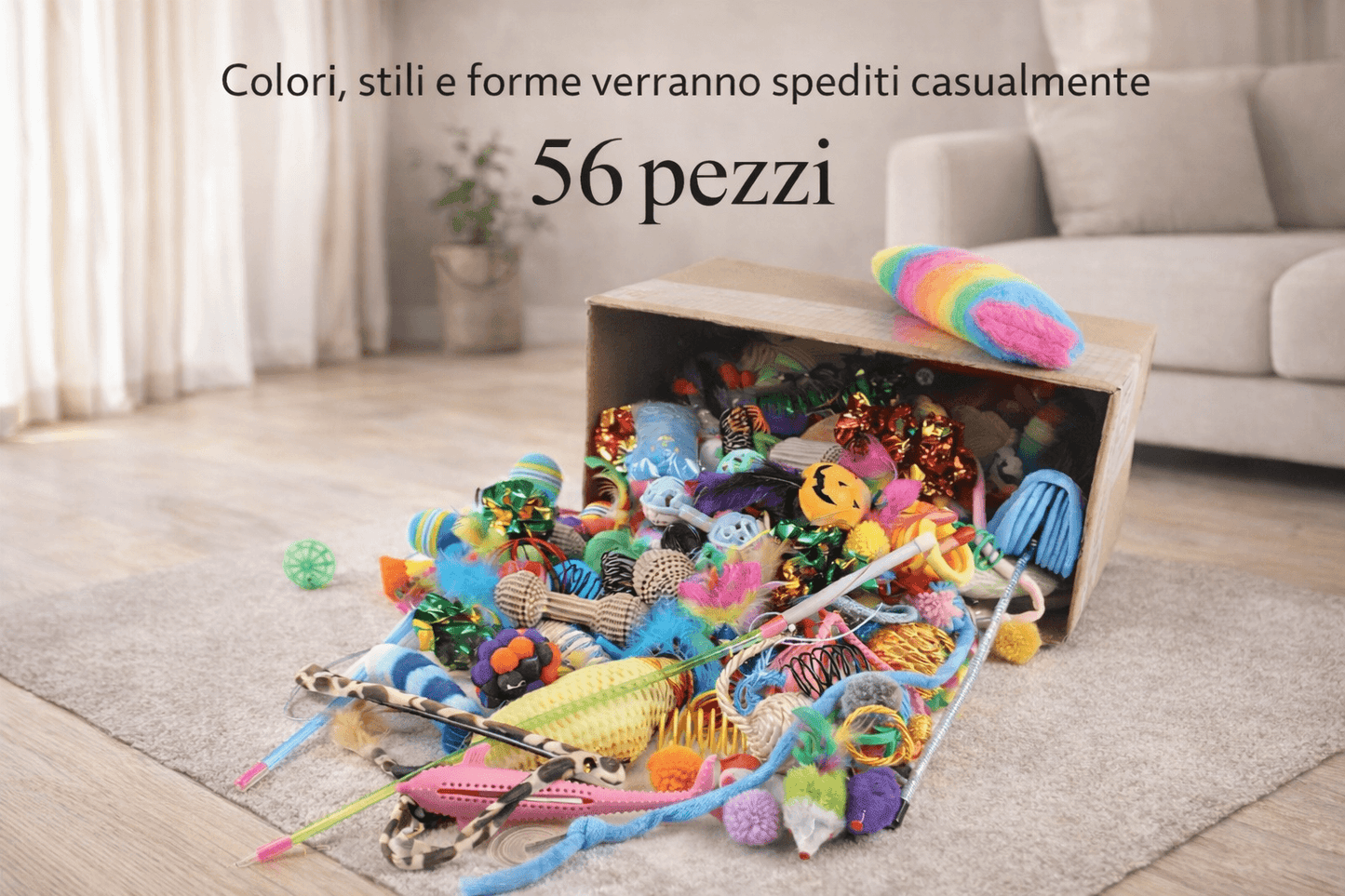 Set di giochi interattivi per gatti. Cannette e giochi stimolanti (14/28/56 pezzi)
