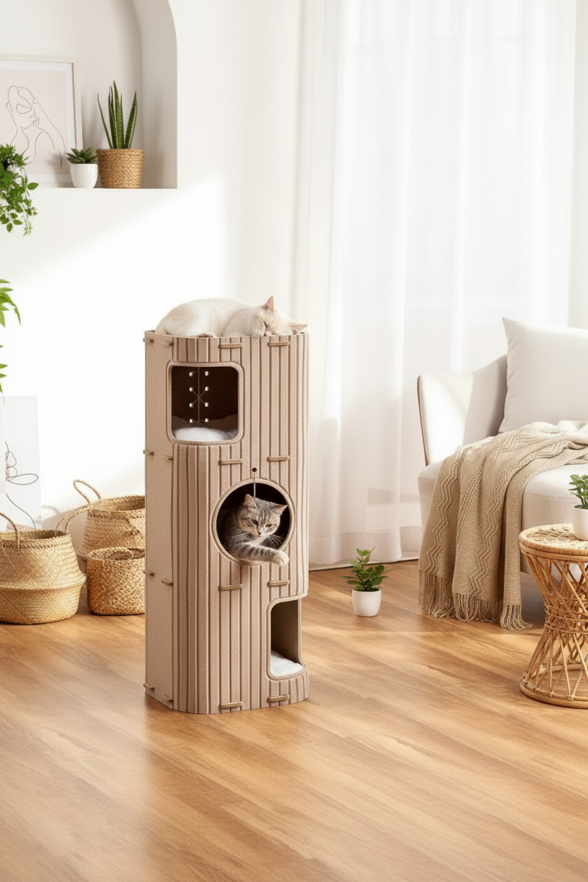 Torre con due gatti in ambiente coastal