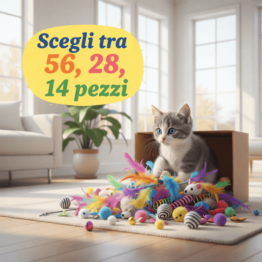 Set di giochi interattivi per gatti. Cannette e giochi stimolanti (14/28/56 pezzi)