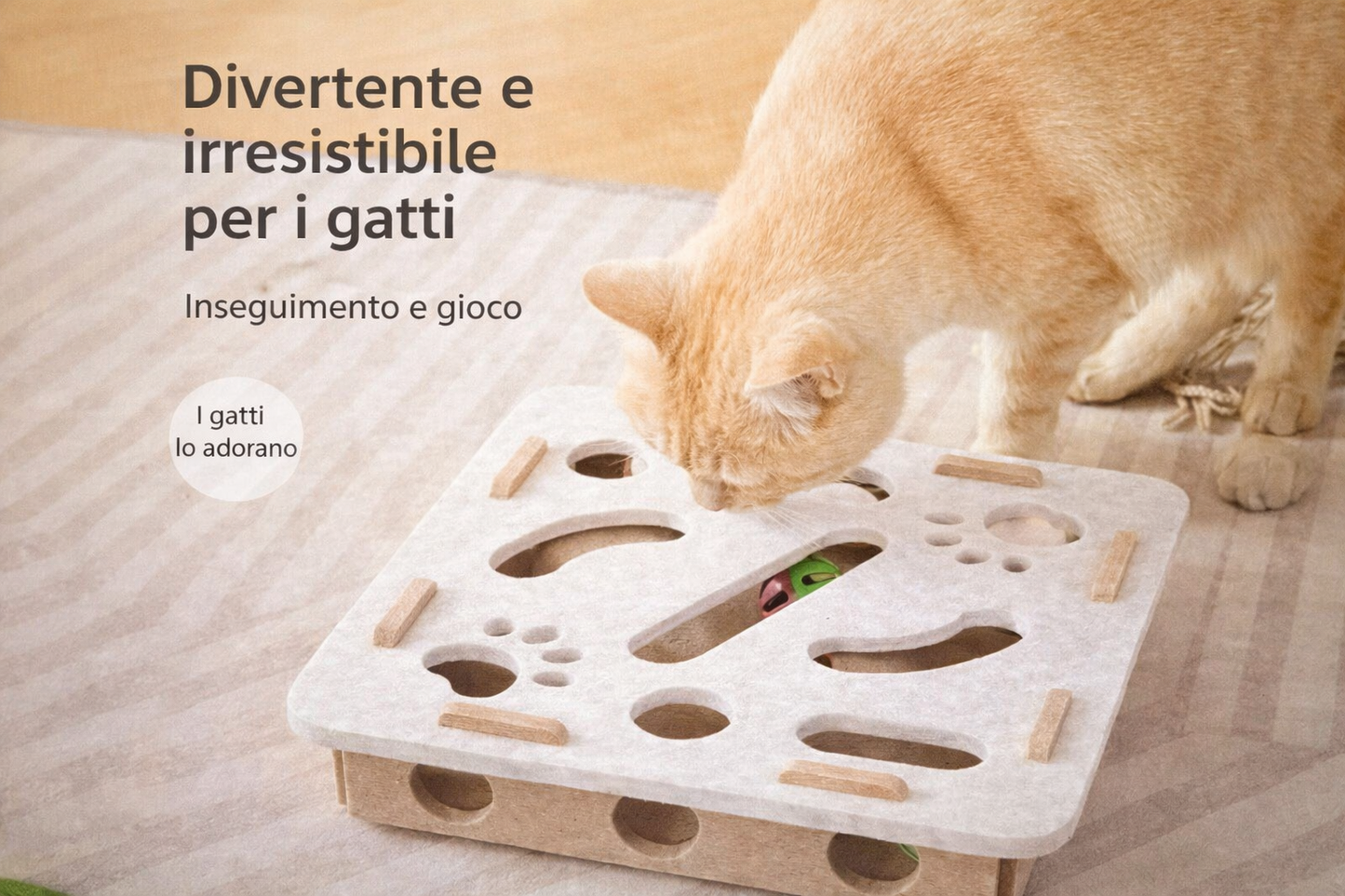 Gioco interattivo a labirinto per gatti. Stimolazione mentale e divertimento