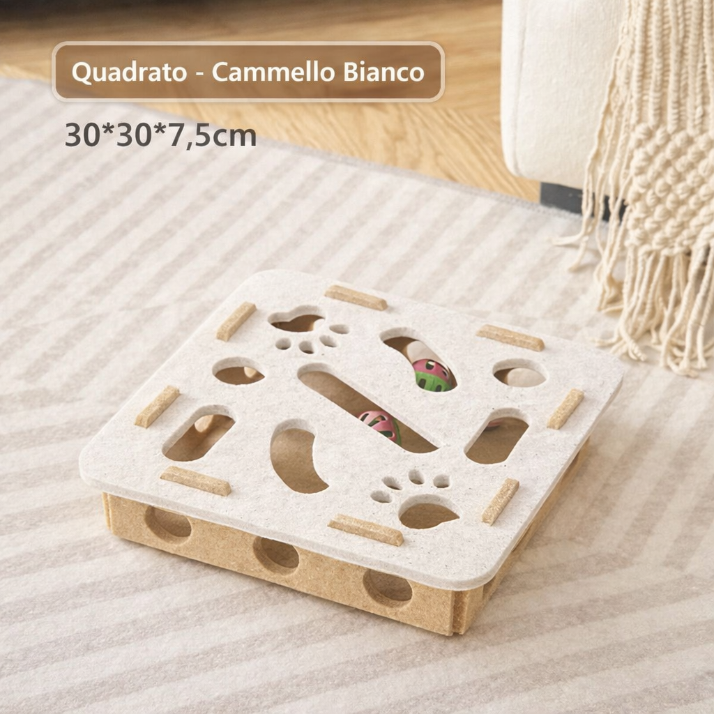 Gioco interattivo a labirinto per gatti. Stimolazione mentale e divertimento