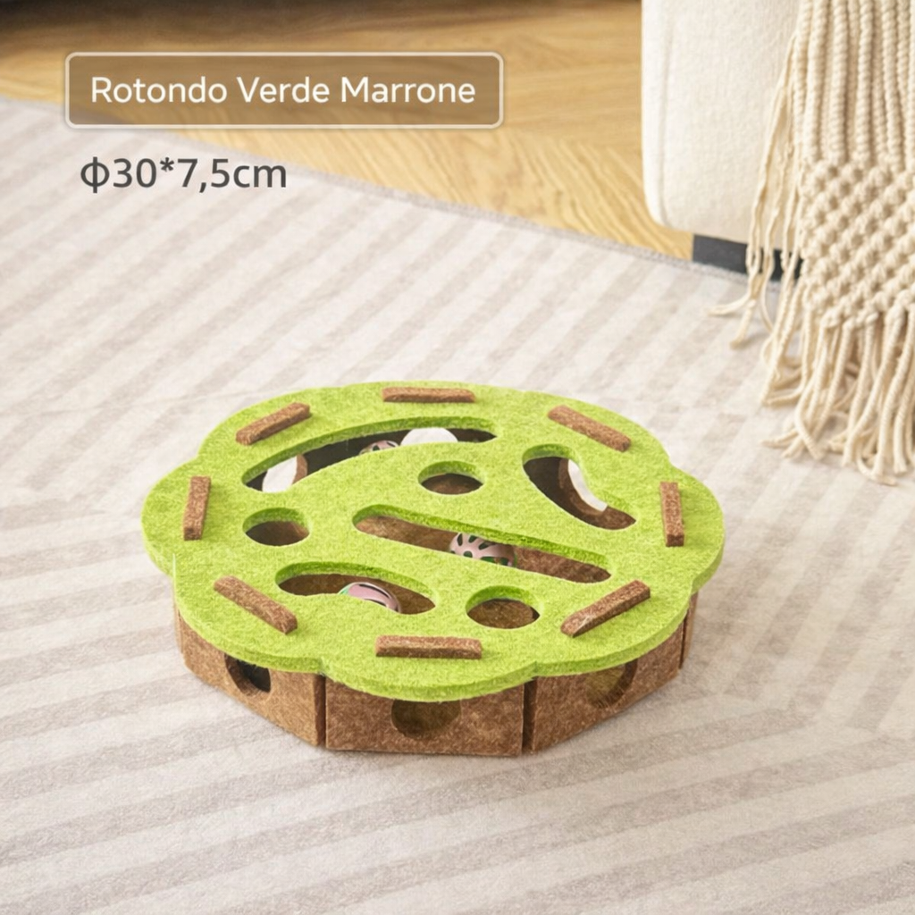 Gioco interattivo a labirinto per gatti. Stimolazione mentale e divertimento