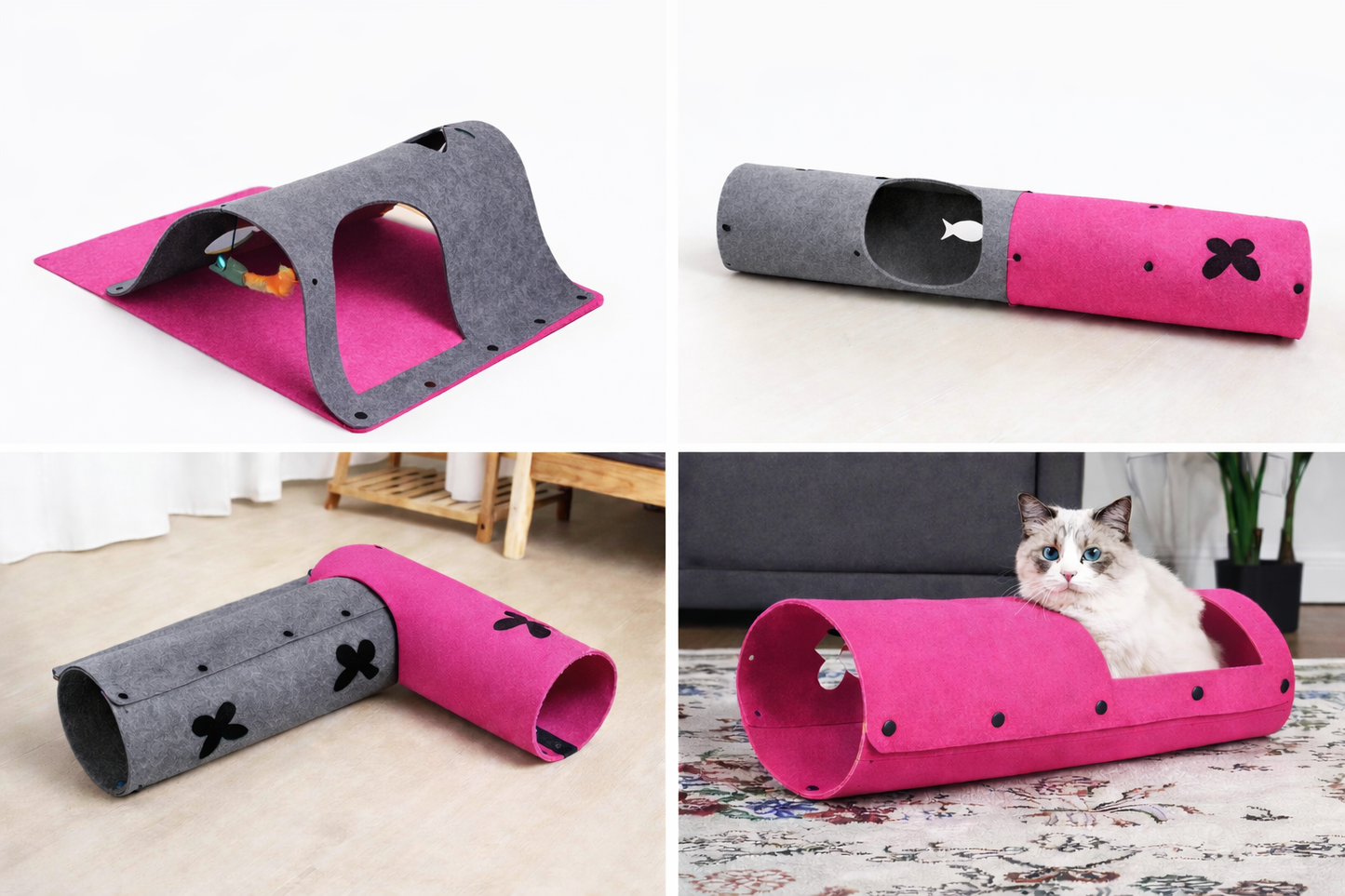Tunnel modulare in feltro per gatti - rifugio e Gioco