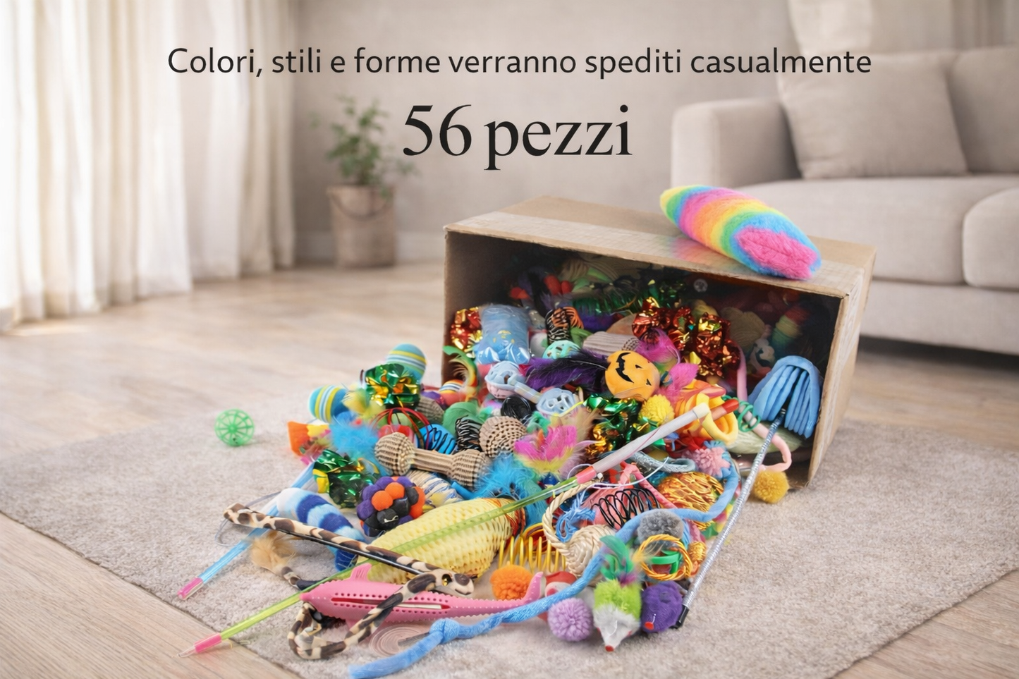 Set di giochi interattivi per gatti. Cannette e giochi stimolanti (14/28/56 pezzi)