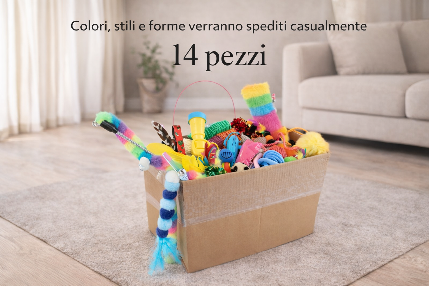 Set di giochi interattivi per gatti. Cannette e giochi stimolanti (14/28/56 pezzi)