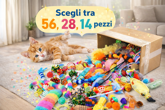 Set di giochi interattivi per gatti. Cannette e giochi stimolanti (14/28/56 pezzi)