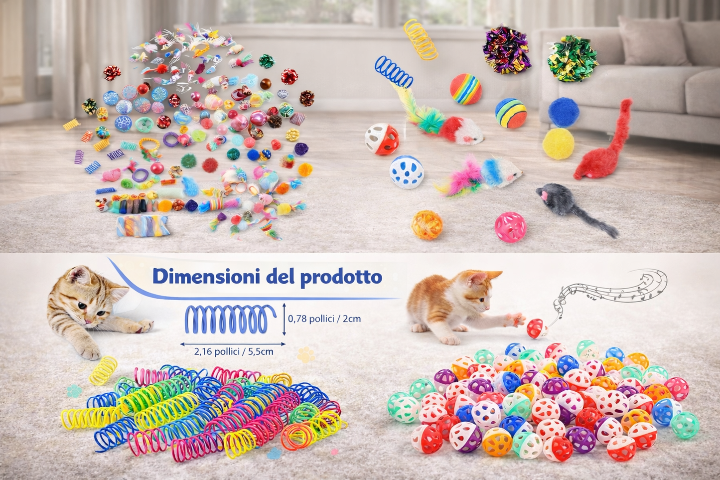 Set di giochi interattivi per gatti. Cannette e giochi stimolanti (14/28/56 pezzi)
