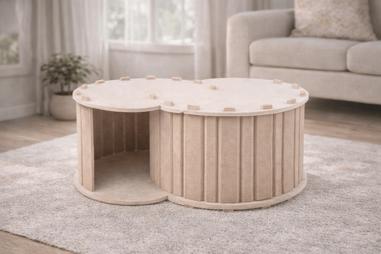 Tunnel nascondiglio in feltro per gatti con design a doppio strato, morbido e avvolgente per il relax e il gioco.