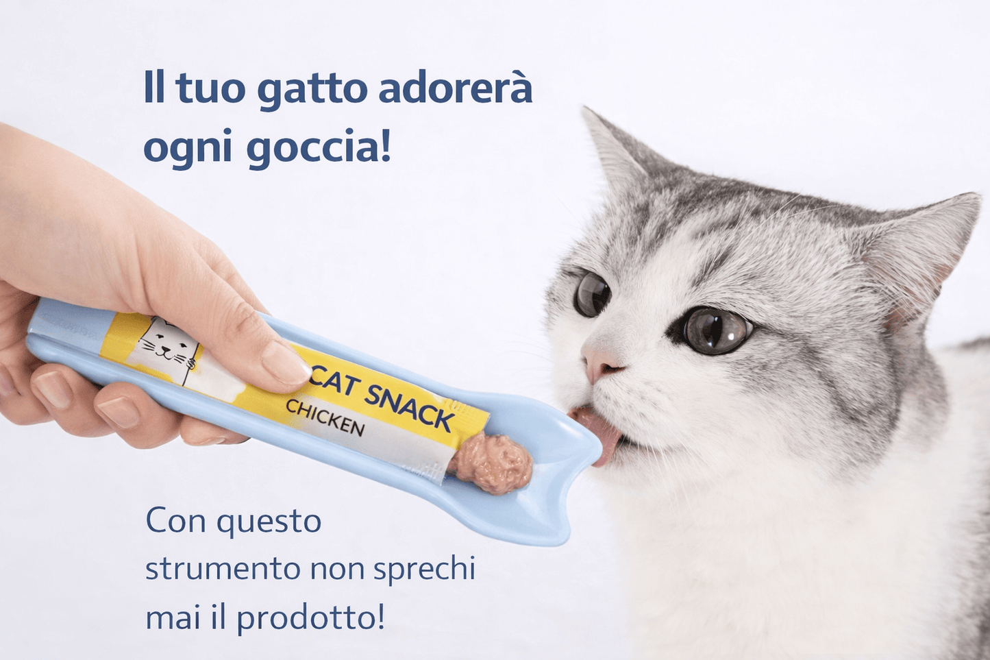 Cucchiaio spremi snack per gatti, un accessorio igienico per alimentare il tuo gatto con facilità.