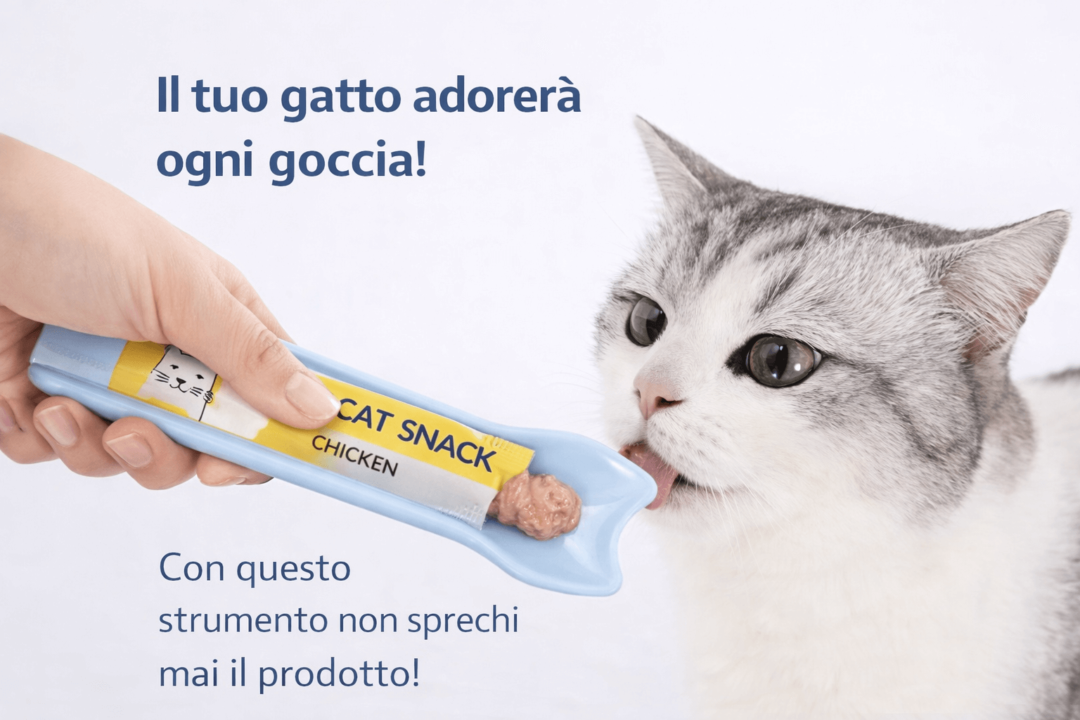 Cucchiaio spremi snack per gatti, un accessorio igienico per alimentare il tuo gatto con facilità.
