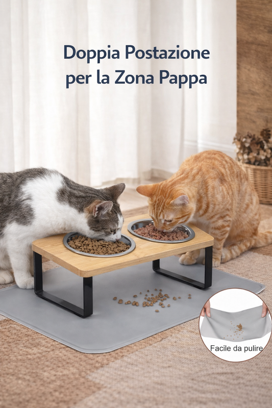 Ciotole rialzate per gatti con supporto inclinato 15°