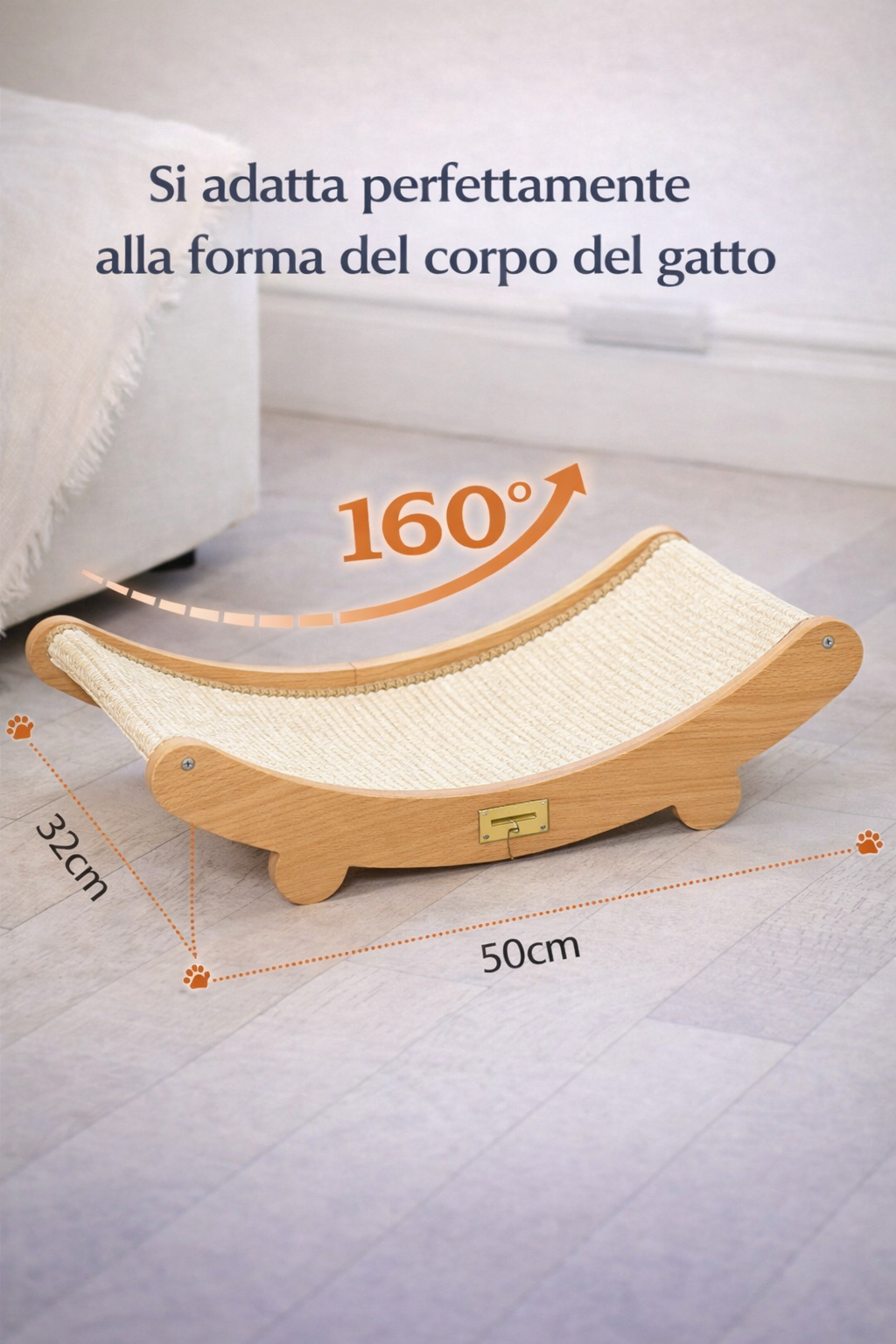 Tiragraffi in legno multifunzione con cuccia integrata