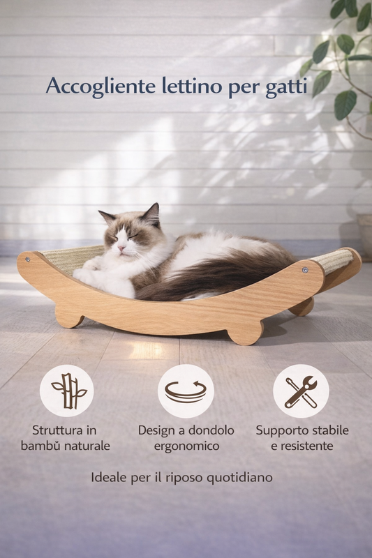 Tiragraffi in legno multifunzione con cuccia integrata