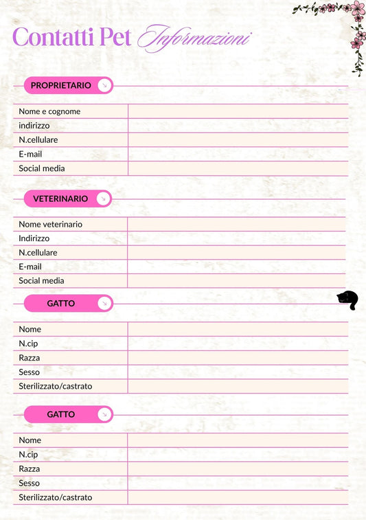 Planner giornaliero con grafica felina